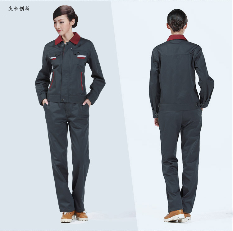 鐵灰色長(zhǎng)袖純棉滌卡工作服