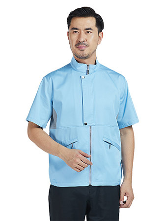 淺藍色夏季短袖工作服